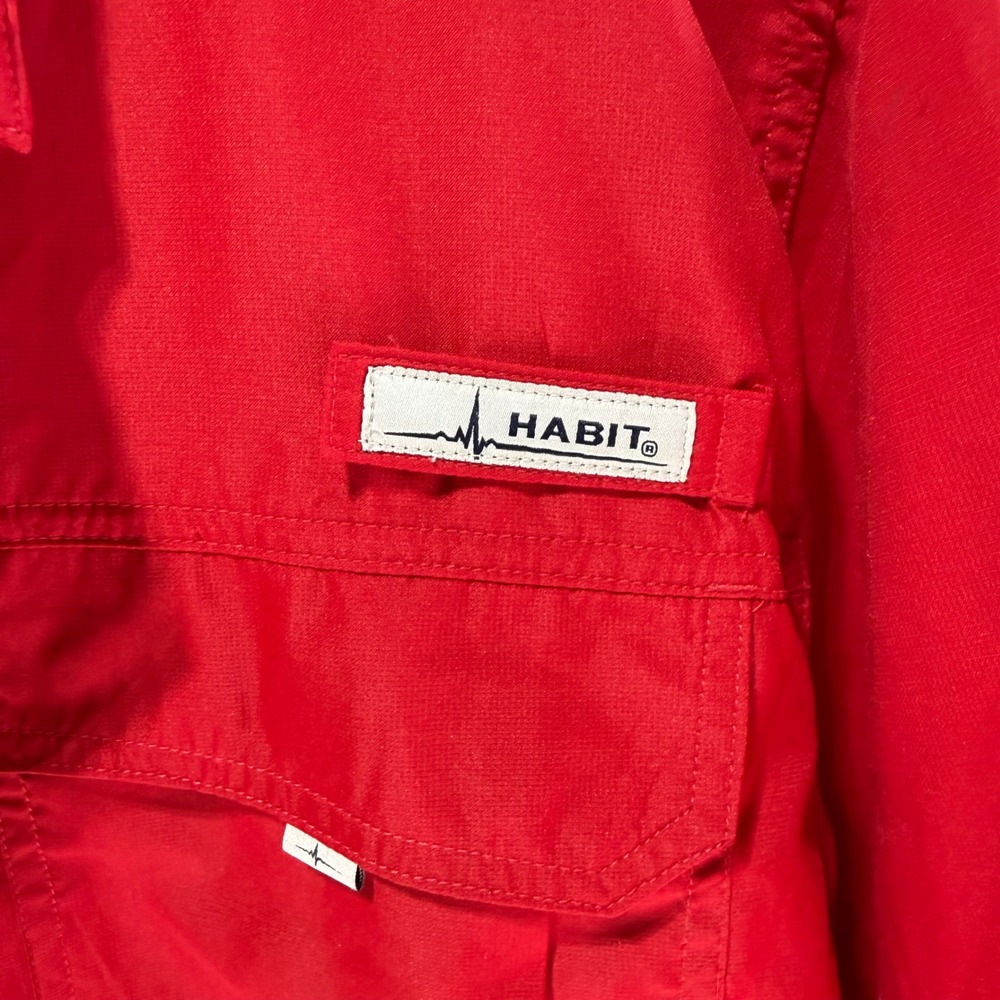 Habit Fishing Shirt Red Polyester Short Sleeve Coastal - Picture 3 of 4